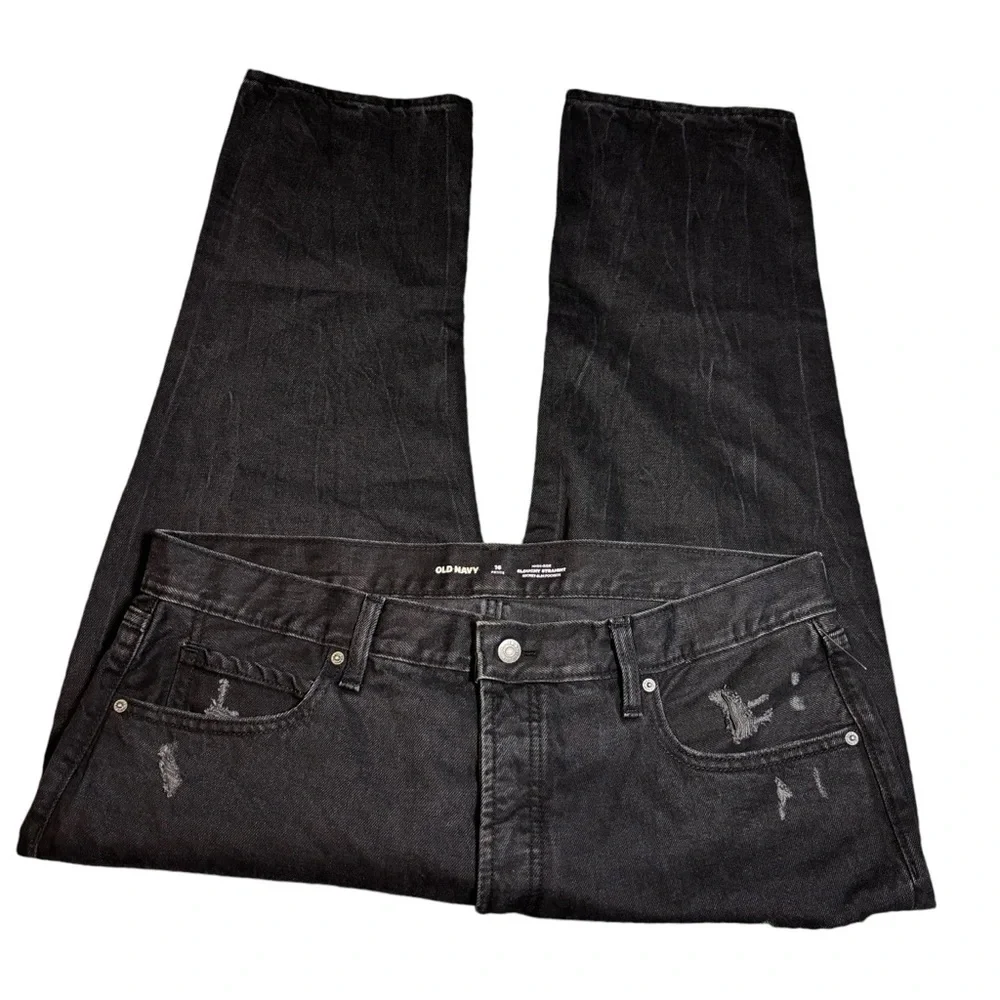 Old Navy High Rise Slouchy Straight In Black | Sz 16P